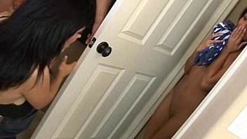 Petite tanned teen taught to fuck from busty milf Veronica